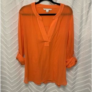 Eileen Fisher Women’s Orange V-Neck Tunic Top